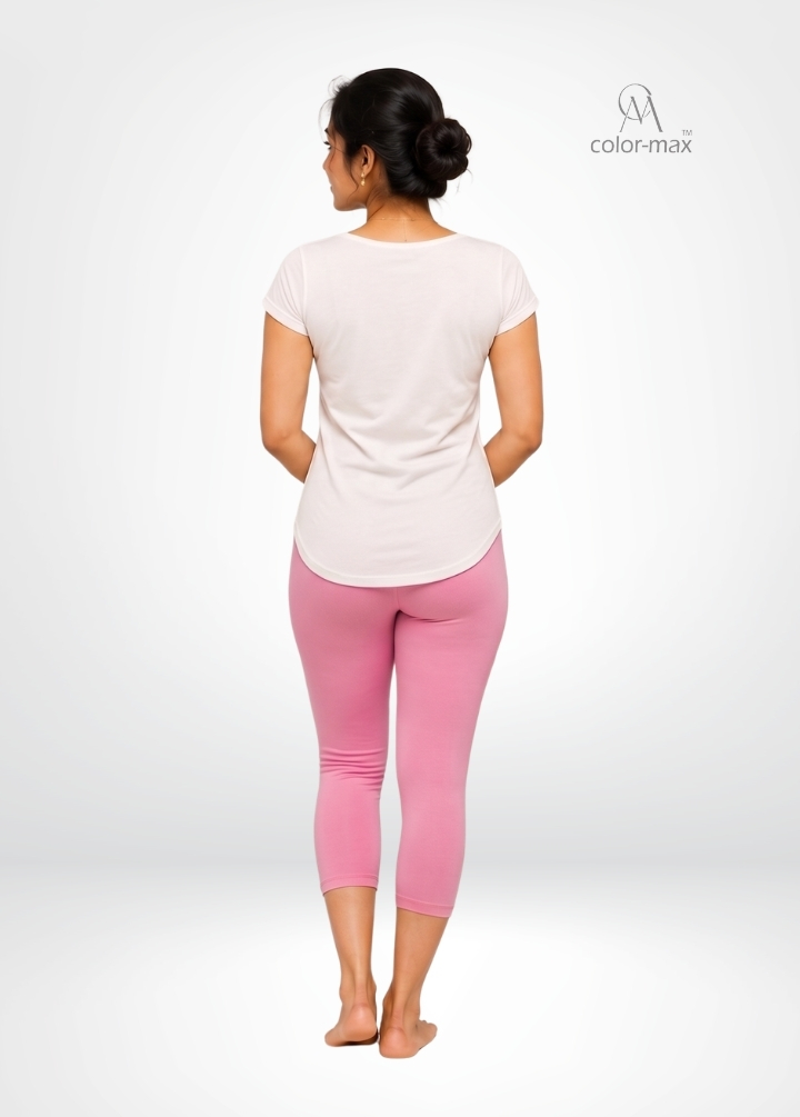 BABY PINK - Premium Cotton Lycra Capri Leggings - Hover